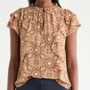 Women's Patterned Brown Top
